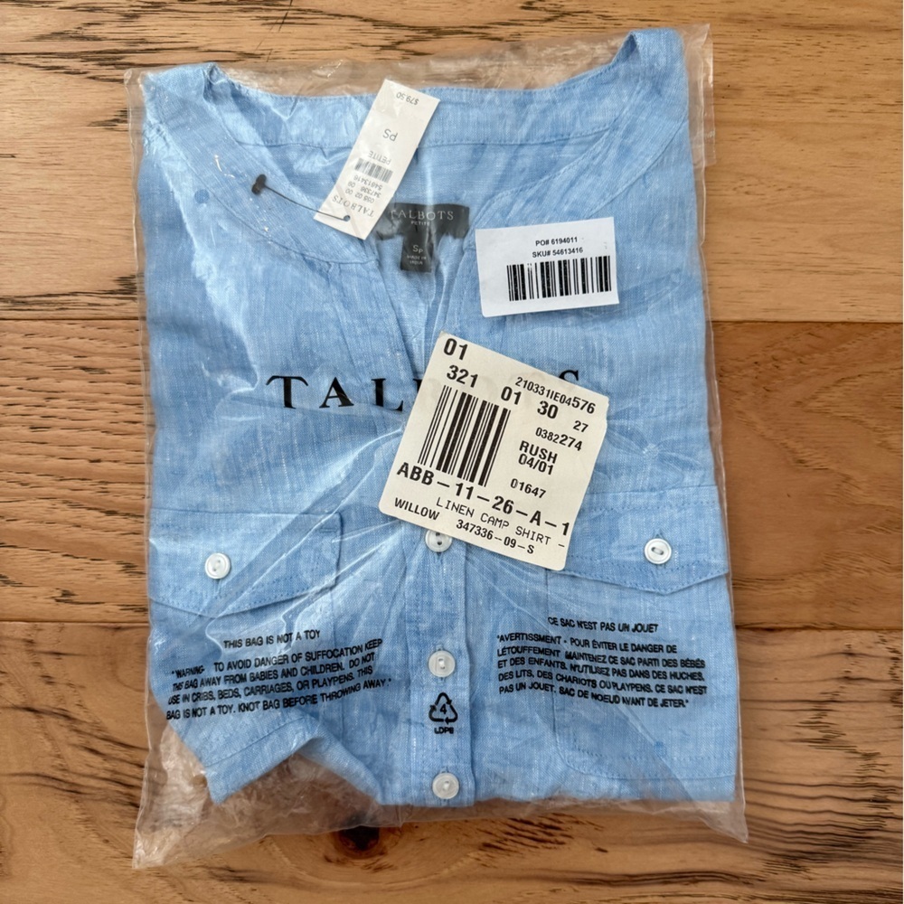Talbots Light Blue V-Neck Blouse - Picture 4 of 5